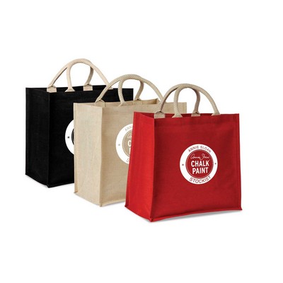 Eco-Friendly JUCO Tote Gift Bag – Reusable Jute Cotton Blend with Patterned Handles Colored Bags