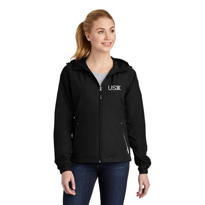Sport-Tek® Women's Colorblock Hooded Raglan Embroidered Jacket