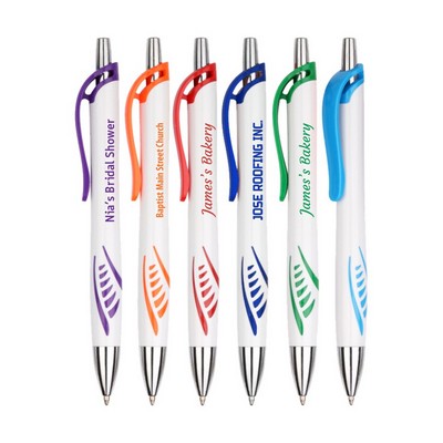 Union Printed - White Barrels - Hashishy - Clicker Pens with 1-Color Logo