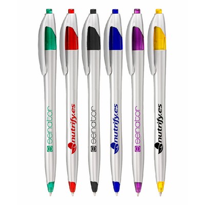 Union Printed - Elegant Silver Pen with Colored Trim 1-Color Logo