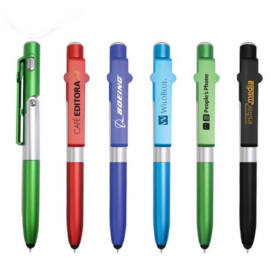 Multifunction Stylus LED Phone Holder Ballpoint Pen